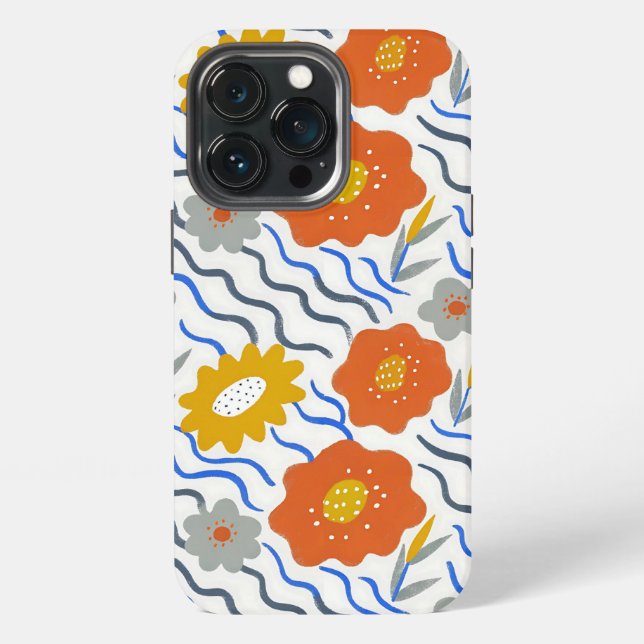 Funda Para iPhone Modern Abstract Flowers Boho Wavy (Reverso )