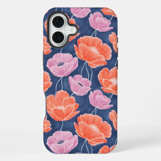Funda Para iPhone 16 Plus Modern Artistic Coral Pink Poppies Floral
