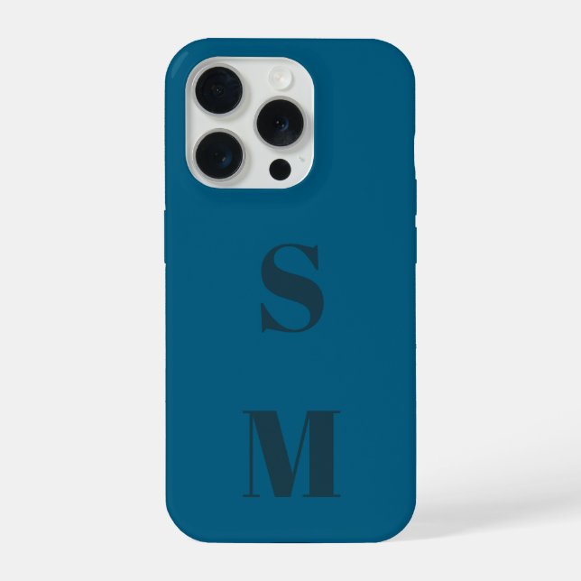 Funda Para iPhone Modern blue initial minimal contemporary (Reverso )