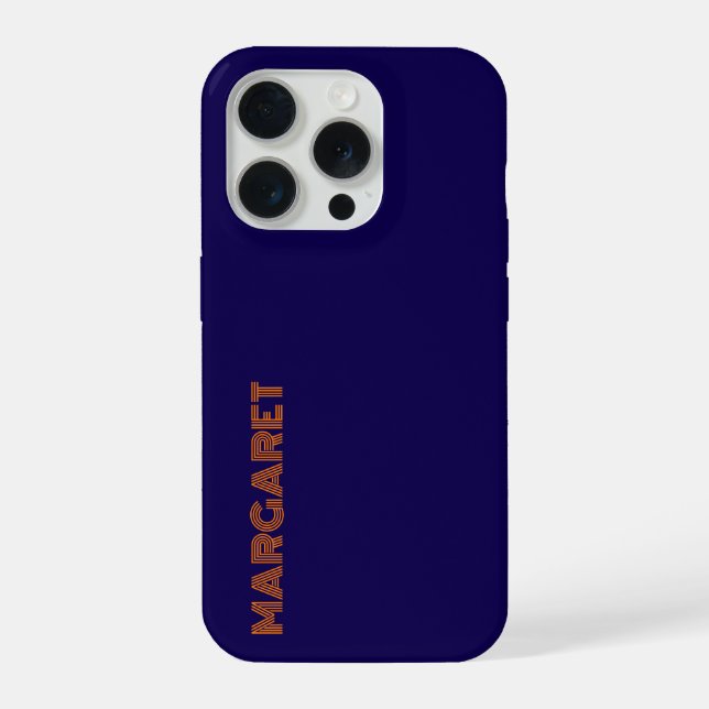 Funda Para iPhone Modern blue &orange personalized name Phone Case (Reverso )