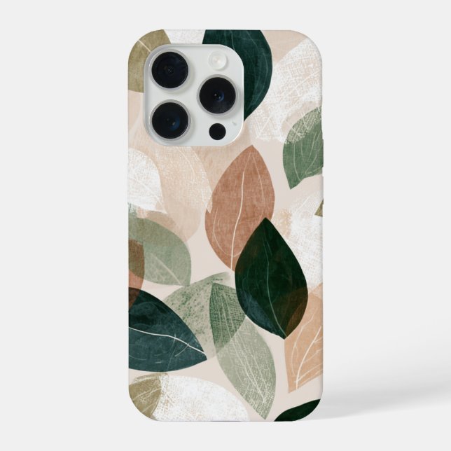 Funda Para iPhone Modern Botanical Leaf Phone Case – Earth Tone  (Reverso )