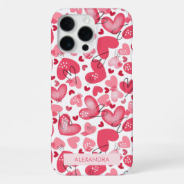 Funda Para iPhone 16 Pro Max Modern Cute Red & Pink Hearts Valentines