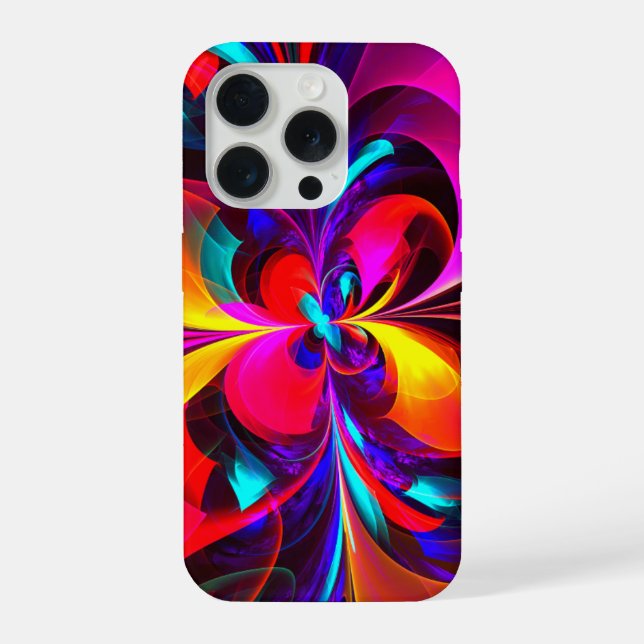 Funda Para iPhone Modern Floral Resumen Arte Patrón Azul Rojo #07 (Reverso )