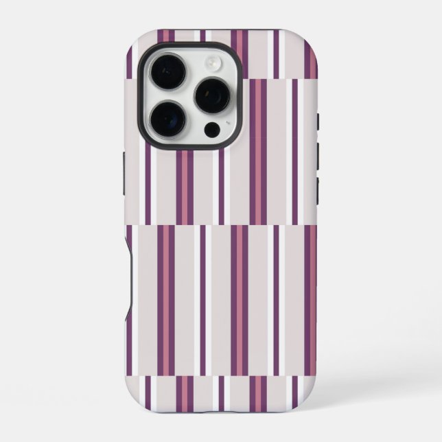 Funda Para iPhone Modern Mauve and Plum Stripe (Reverso )