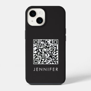 Funda Para iPhone 14 Modern Minimalist Black Executive QR Code Monogram