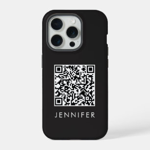 Modern Minimalist Black Executive QR Code Monogram
