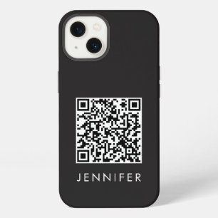Modern Minimalist Black Executive QR Code Monogram