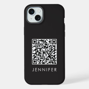 Modern Minimalist Black Executive QR Code Monogram