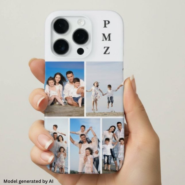 Funda Para iPhone Modern Monogram 5 Colaje de Fotos Cloud Dancer Bla (Subido por el creador)