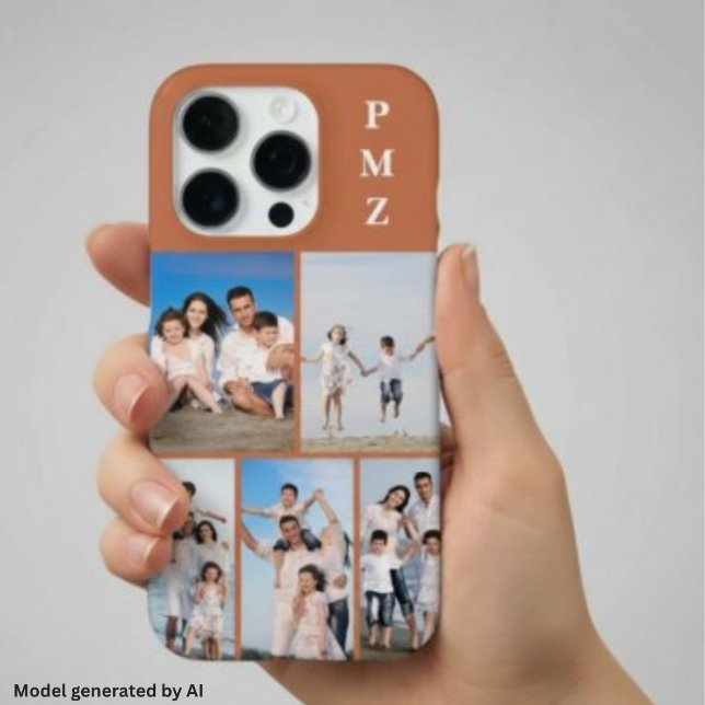 Funda Para iPhone Modern Monogram 5 Collage de Fotos Terracota (Subido por el creador)