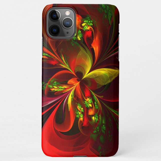 Funda Para iPhone Modern Red Green Floral Abstract Art Pattern #05 (Reverso)