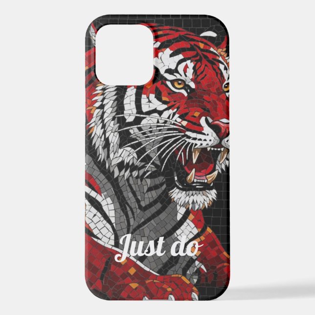 Funda Para iPhone Modern Red Tiger Mosaic Artistic Phone Case (Reverso )