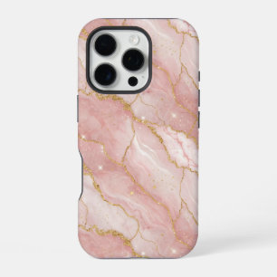 Funda Para iPhone 16 Pro Modern Rose Quartz Marble Gold