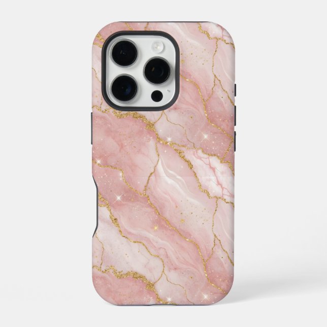 Funda Para iPhone Modern Rose Quartz Marble Gold (Reverso )