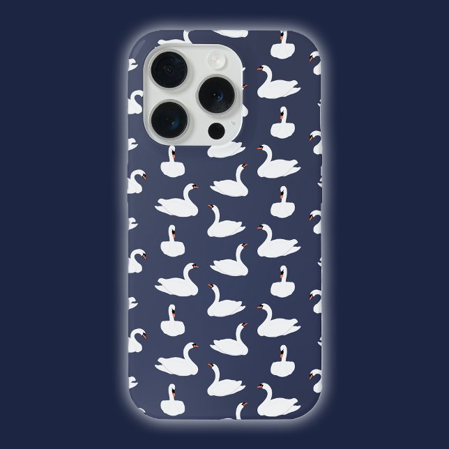 Funda Para iPhone Modern Stylish Trendy Blue Swan Pattern Phone Case (Swan Phone)