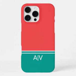 Funda Para iPhone 16 Pro Max Modern Summer Coral Aquamarine Monogram