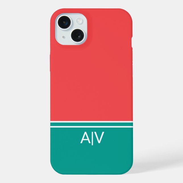 Funda Para iPhone Modern Summer Coral Aquamarine Monogram (Reverso )