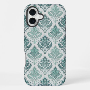 Funda Para iPhone 16 Plus Modern Teal Nordic Damask