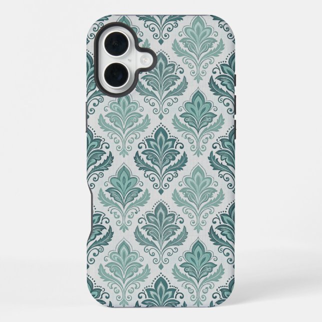 Funda Para iPhone Modern Teal Nordic Damask (Reverso )