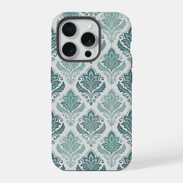 Funda Para iPhone Modern Teal Nordic Damask (Reverso )