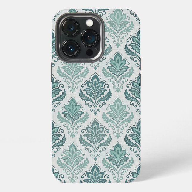 Funda Para iPhone Modern Teal Nordic Damask (Reverso )