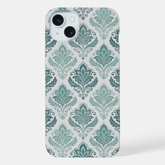 Funda Para iPhone Modern Teal Nordic Damask (Reverso )