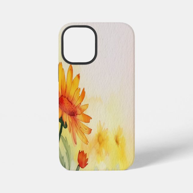 Funda Para iPhone Modern Watercolor Flowers & personalize image (Reverso )