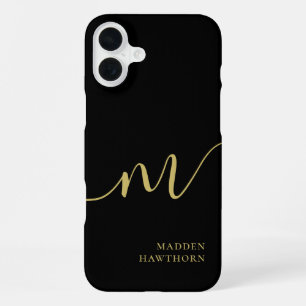 Funda Para iPhone 16 Plus Moderna caligrafía de escritura monográfica oro ne