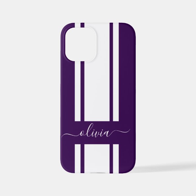 Funda Para iPhone Modernas bandas de Carreras de moda monogramadas (Reverso )