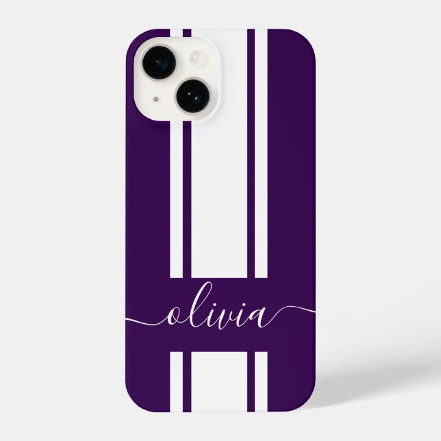 Funda Para iPhone Modernas bandas de Carreras de moda monogramadas (Reverso )