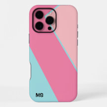 Modernidad con iniciales Pastel Rosa y Azul Geomét