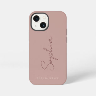 Funda Para iPhone 13 Mini Moderno Añadir su nombre Rosa elegante y polvorien