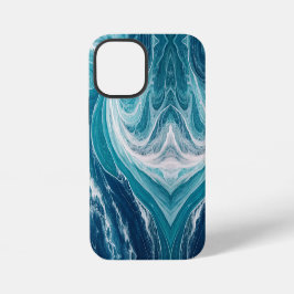 Funda Para iPhone 12 Mini Moderno Crackeado Dorado de mármol azul Estilista
