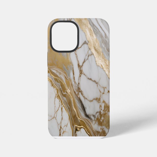 Funda Para iPhone Moderno estilo blanco de oro rajado (Reverso )
