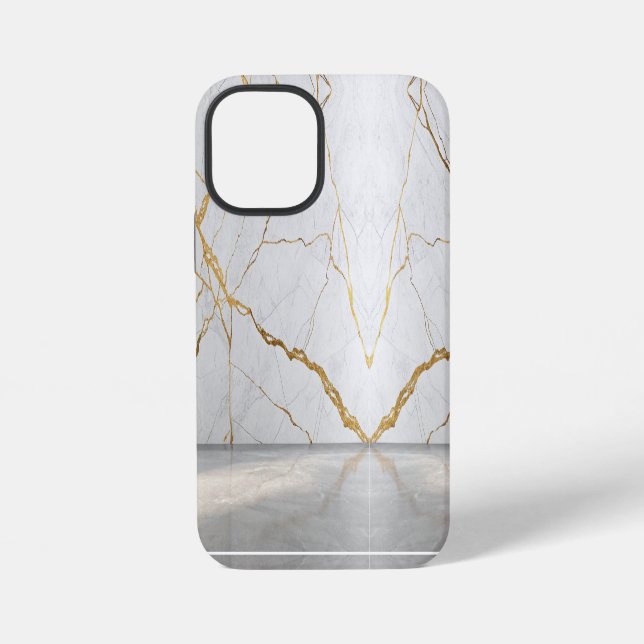 Funda Para iPhone Moderno estilo de mármol blanco de oro rajado (Reverso )