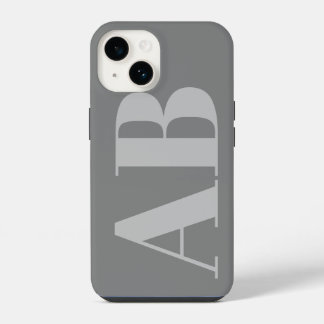 Funda Para iPhone 14 Moderno Gris plateado inicial mínimo contemporáneo