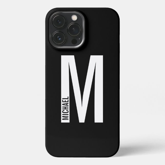 Funda Para iPhone Moderno monograma y nombre negrita personalizado i (Reverso )