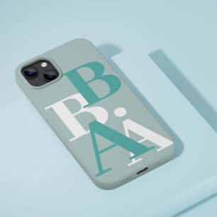 Funda Para iPhone 16 Pro Moderno negro y gris inicial mínimo contemporáneo