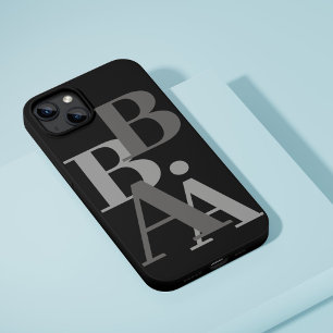 Funda Para iPhone 16 Pro Moderno negro y gris inicial mínimo contemporáneo