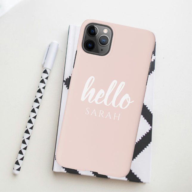 Funda Para iPhone Moderno Pastel Pink Hello Y You Name (Subido por el creador)