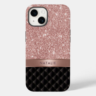 Funda Para iPhone 14 Moderno Rosa Gold Purpurina Black Luxury Custom Na