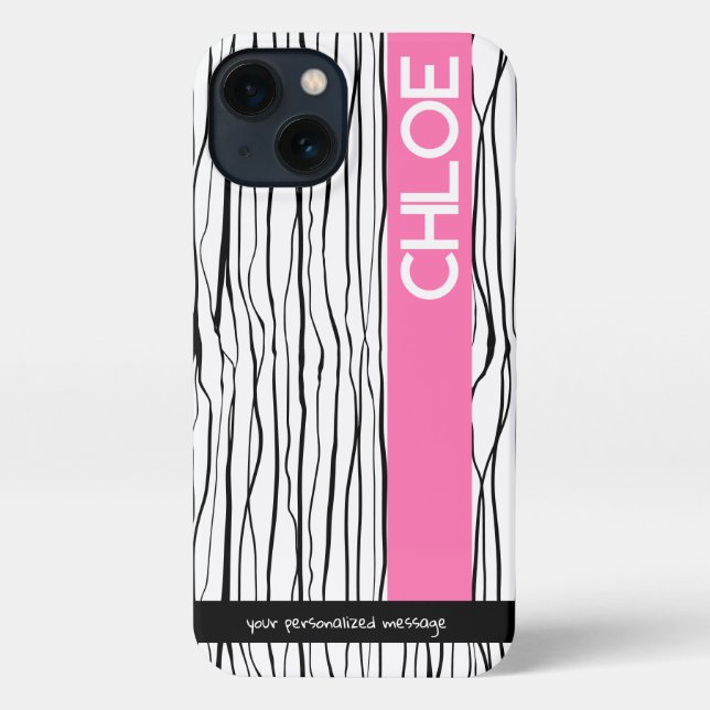 Funda Para iPhone Moderno rosa y negro personalizado (Reverso )