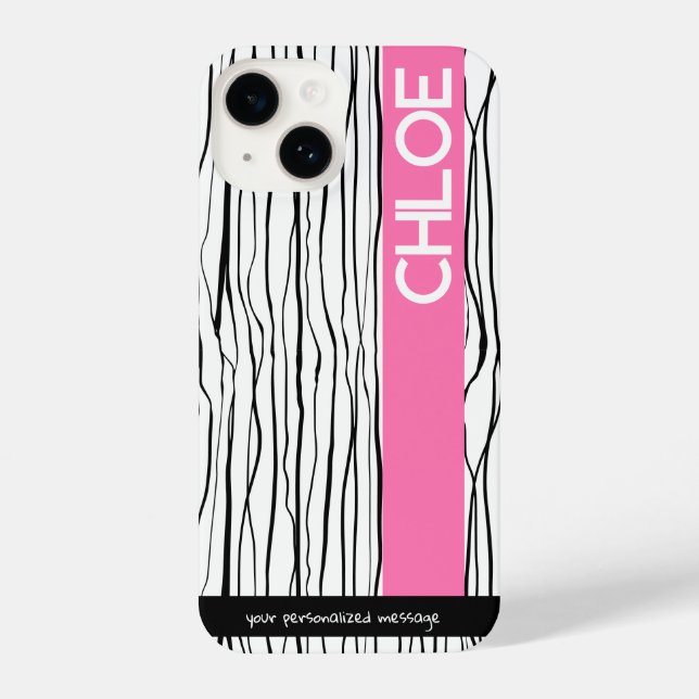 Funda Para iPhone Moderno rosa y negro personalizado (Reverso )