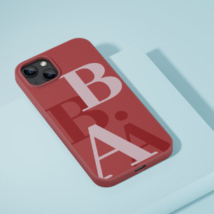 Funda Para iPhone 16 Pro Moderno suave rojo rosa inicial mínimo contemporán