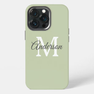 Funda Para iPhone 13 Pro Moderno Verde Inicial Personal