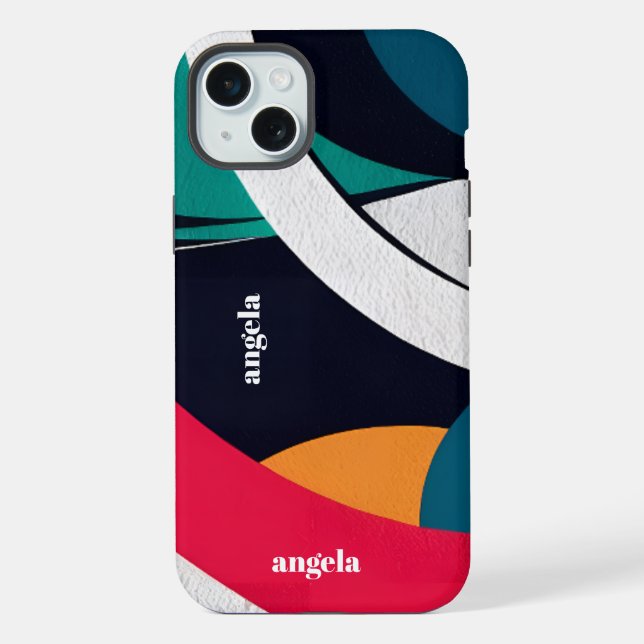 Funda Para iPhone Moderno y elegante, abstracto geométrico verde azu (Reverso )