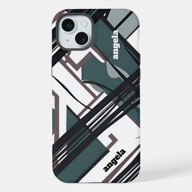 Funda Para iPhone Moderno y elegante expresionista abstracto negro (Reverso )