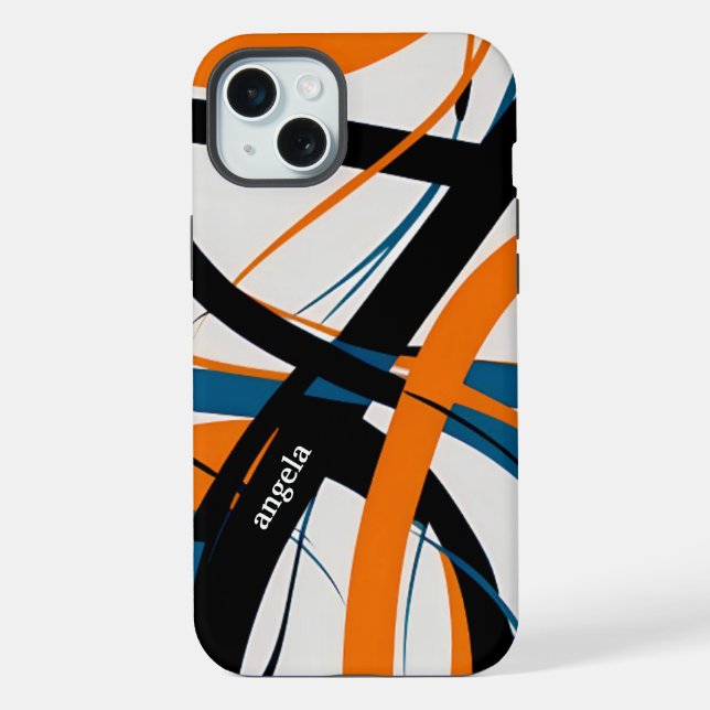 Funda Para iPhone Moderno y elegante naranja abstracto negro (Reverso )