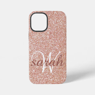 Funda Para iPhone 12 Mini Modernoro rosa brillo monograma