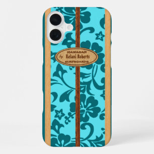Funda Para iPhone 16 Plus Mokuleia Hawaiian Falso Monograma de Tabla de Surf
